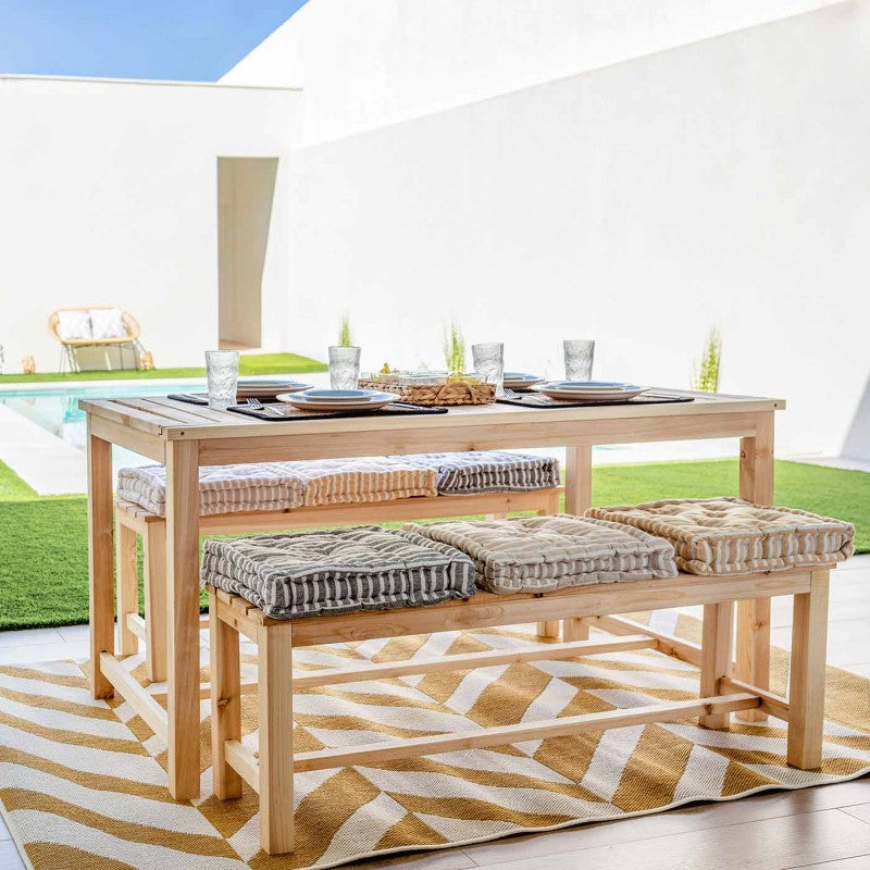 SET MESA Y DOS BANCOS GALES MADERA