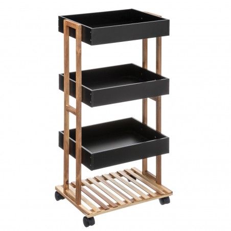 CARRITO DE COCINA EIMI NEGRO MADERA