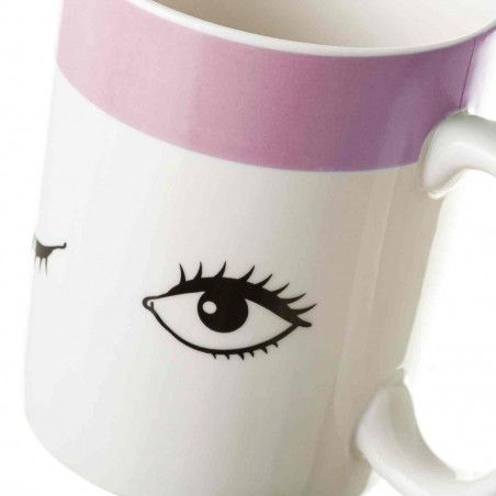 TAZA GUIÑO PORCELANA ROSA 9,7CM