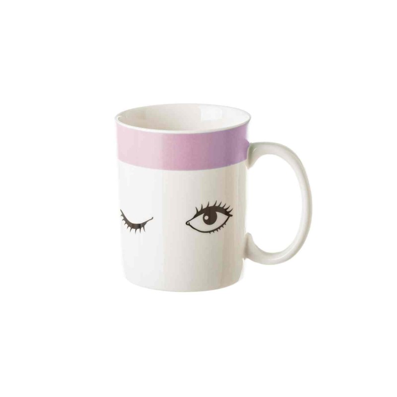 TAZA GUIÑO PORCELANA ROSA 9,7CM