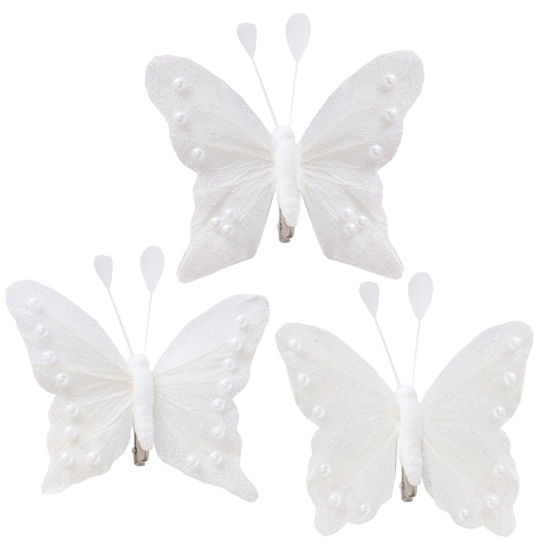 SET 2 MARIPOSAS MAIDER  BLANCO 12CM