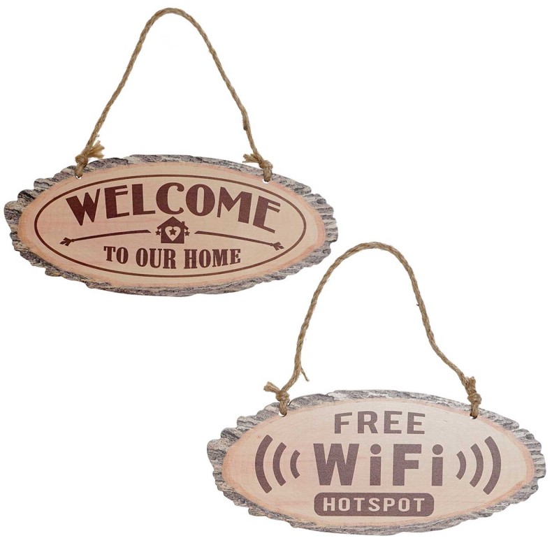 CARTEL PIATRA WELCOME/WIFI MADERA