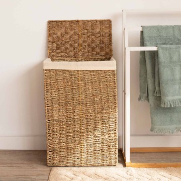 Cesta ropa sucia fibra natural con tapa - Mon Deco Shop