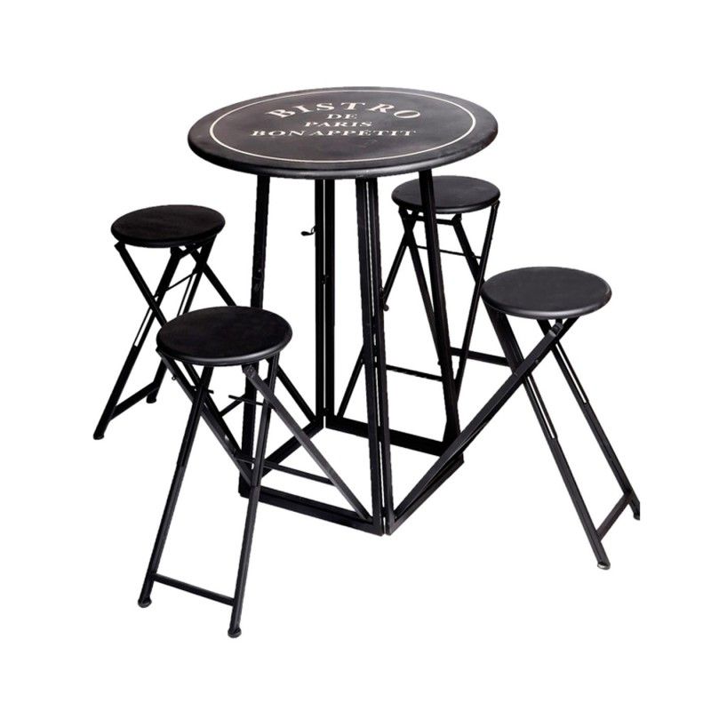MESA BAR C/4 TABURETES NEGRA